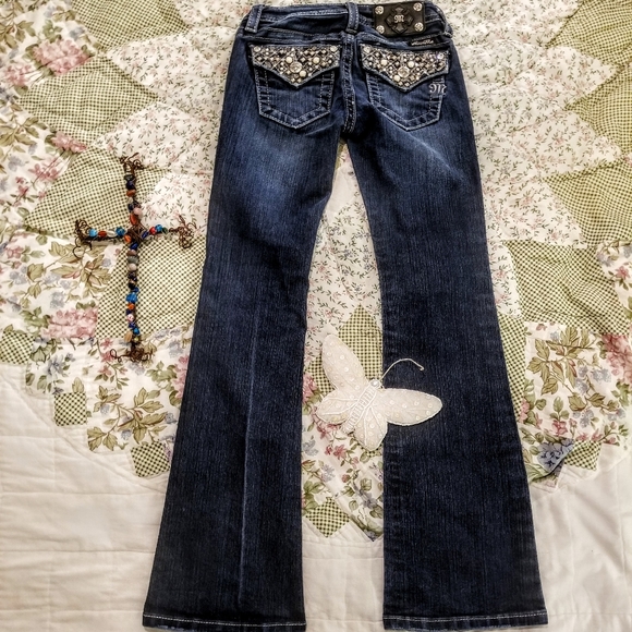 Miss Me Girls Boot Cut Embellish Silver Stitch 10 - Picture 6 of 7